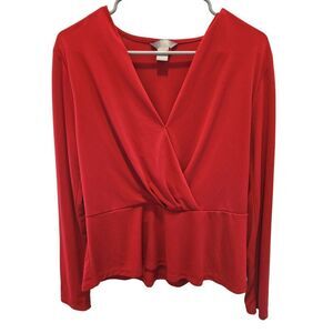 H&M women long sleeve wrap shirt top blouse size M